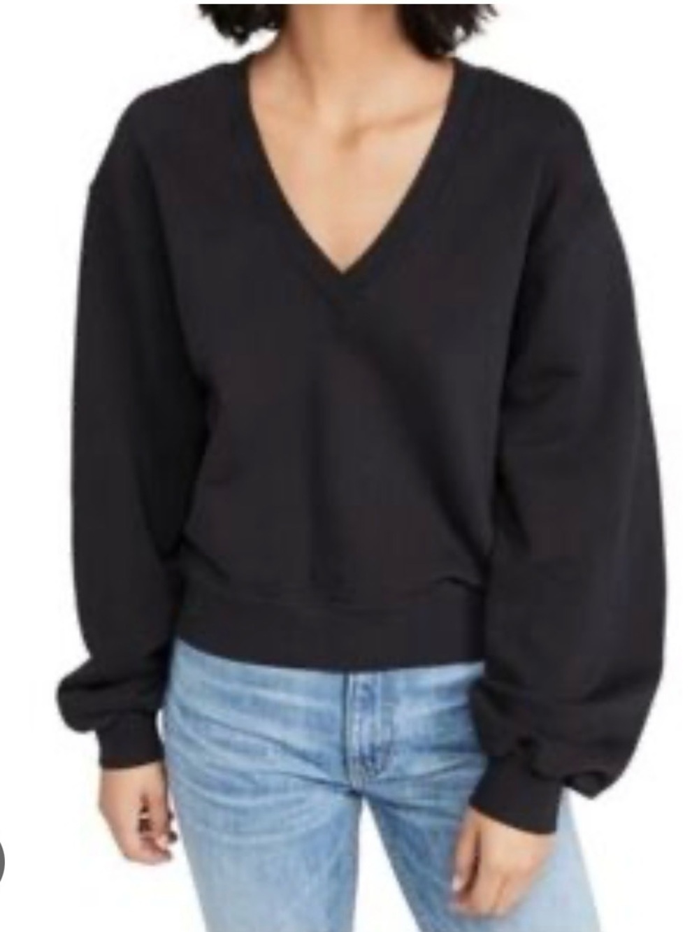 Agolde Black Relaxed V-Neck Sweater